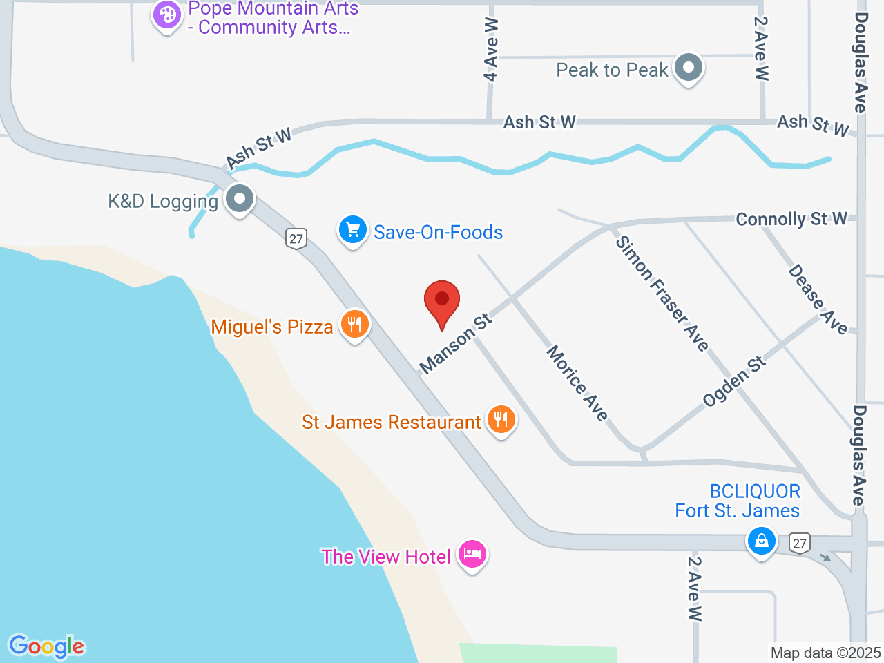 Street map for Rural Leaf Cannabis, 470 Stuart Dr W, Fort St James BC