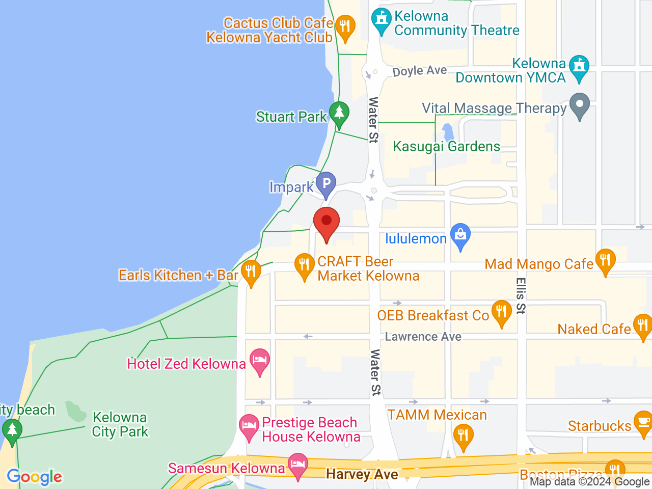 Street map for Green Pineapple, 266 Bernard Ave, Kelowna BC