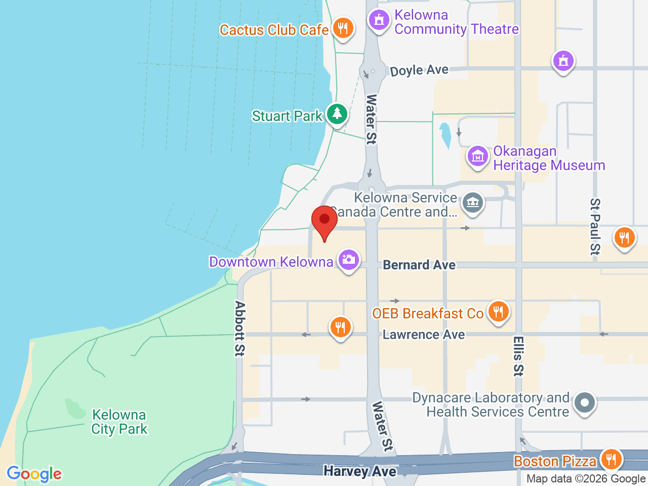 Street map for Green Pineapple, 266 Bernard Ave, Kelowna BC