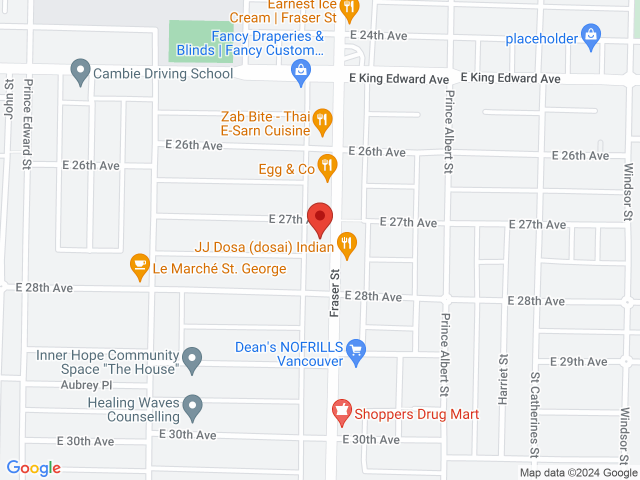 Street map for The Local Leaf Cannabis, 4317 Fraser St, Vancouver BC
