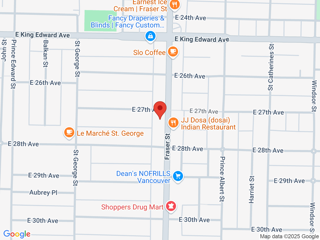 Street map for The Local Leaf Cannabis, 4317 Fraser St, Vancouver BC