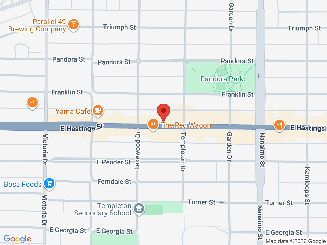 Street map for Village Bloomery, 2139 E Hastings St, Vancouver BC