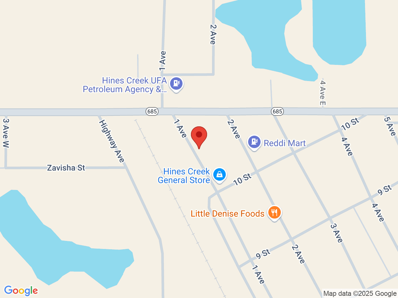 Street map for The Potterie, 1026 1 Ave, Hines Creek AB