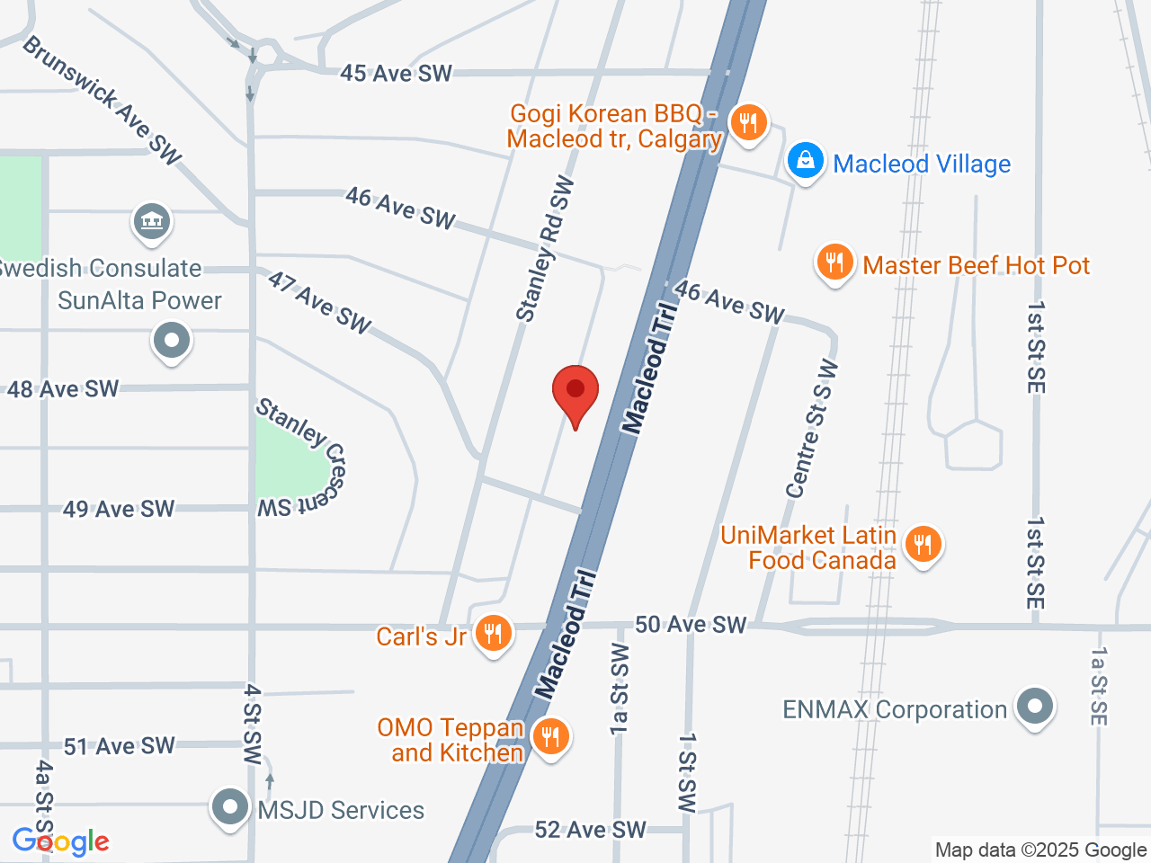 Street map for Micro Gold Cannabis, 4825 MacLeod Trail SW, Calgary AB