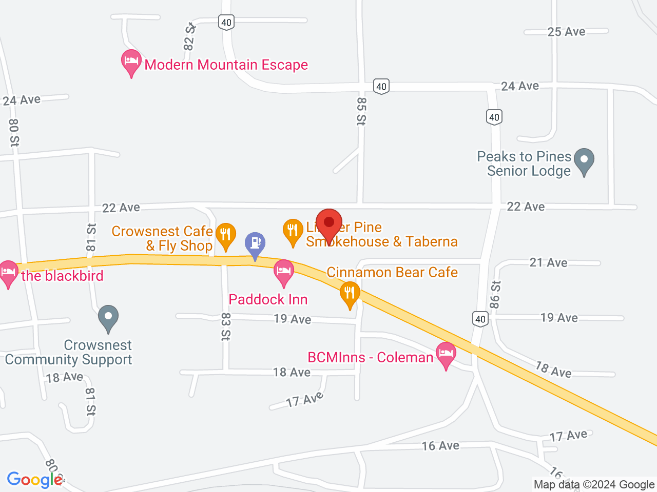 Street map for Atomic Cannabis, 8341 20 Ave, Coleman AB