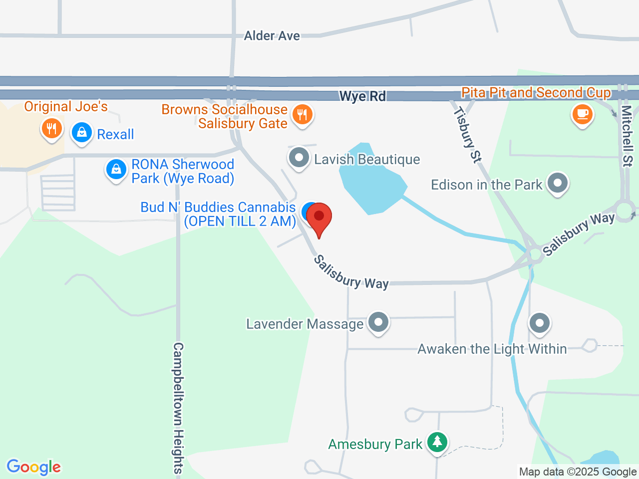 Street map for Bud n Buddies Cannabis, 75 Salisbury Way, Sherwood Park AB