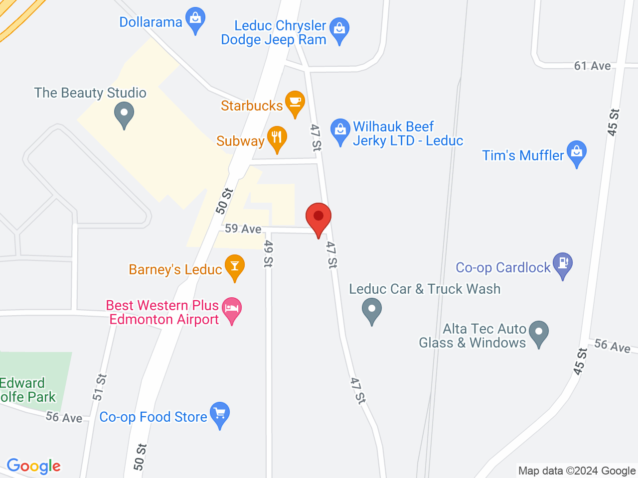 Street map for Budd Hutt, 5712 47 St, Leduc AB