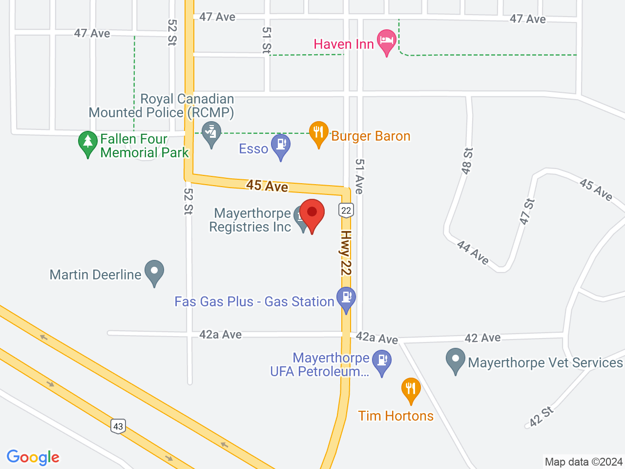 Street map for Calyx Cannabis, 5003 45 Ave, Mayerthorpe AB