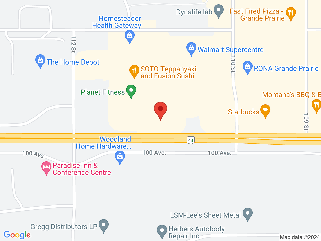 Street map for Canna Cabana, 11070 100 Ave, Grande Prairie AB