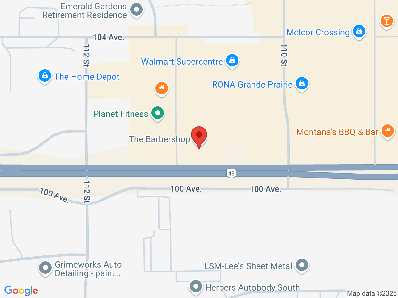 Street map for Canna Cabana, 11070 100 Ave, Grande Prairie AB