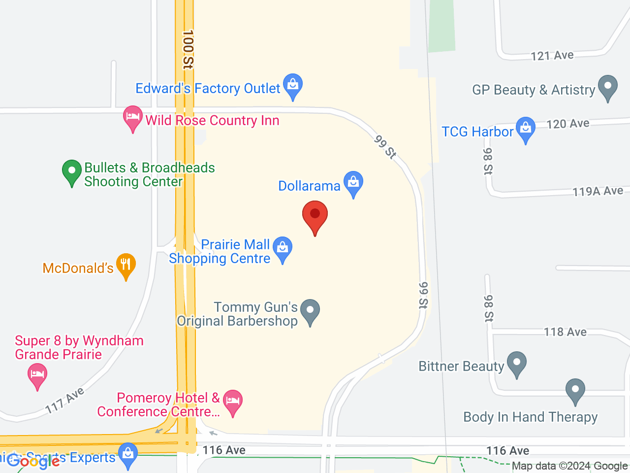 Street map for Canna Cabana, 11801 100 St, Grande Prairie AB