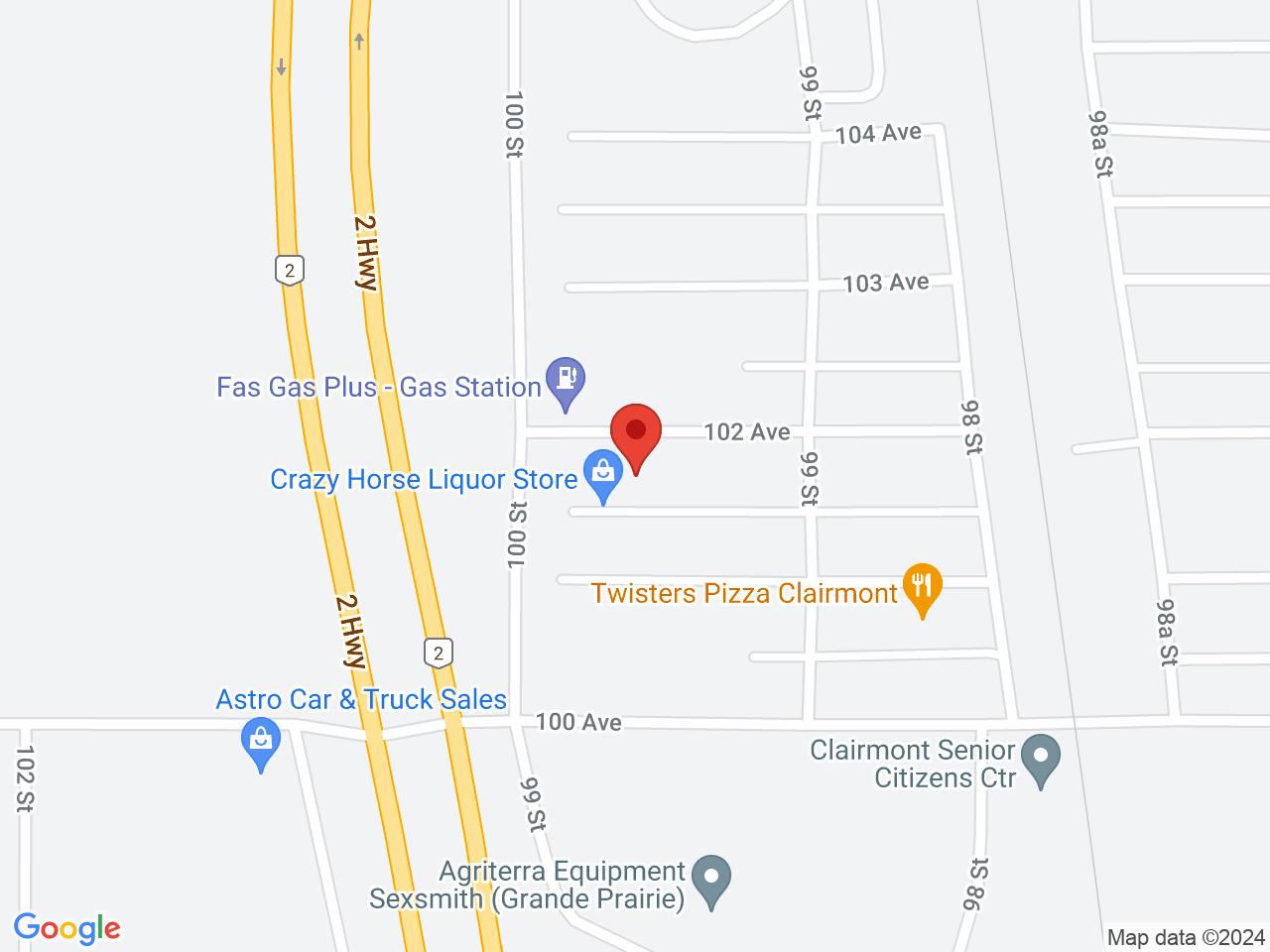 Street map for Cannabis 4 Less, 9915 102 Ave, Clairmont AB