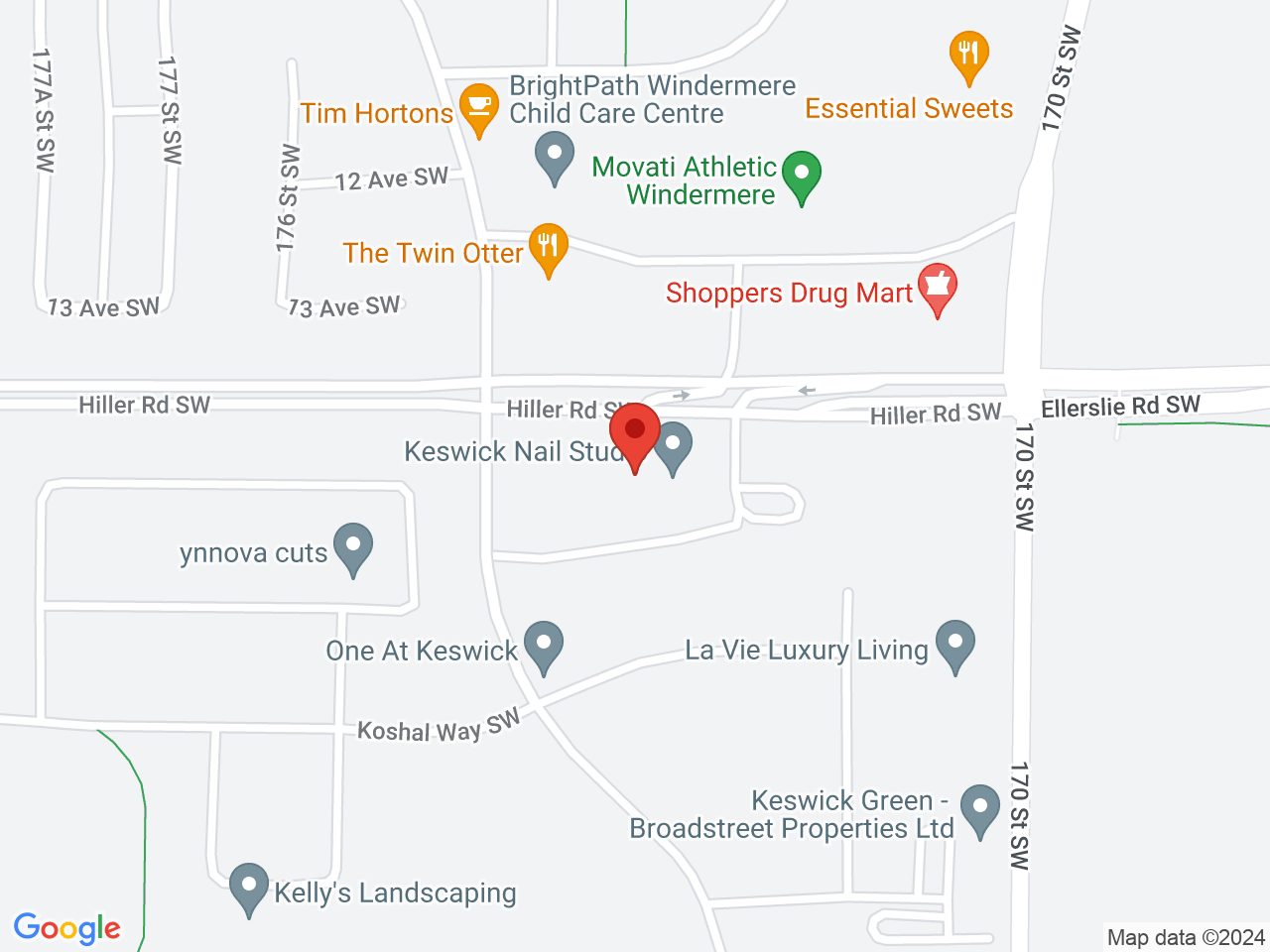 Street map for Cannabis Discounter, 17329 Hiller Rd SW, Edmonton AB