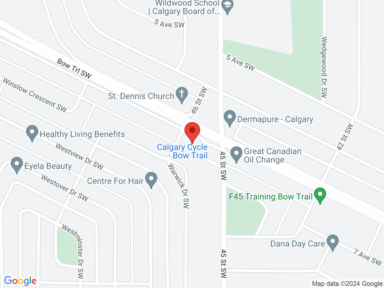 Street map for Cannabis Leaf, 4623 Bow Trail SW, Calgary AB