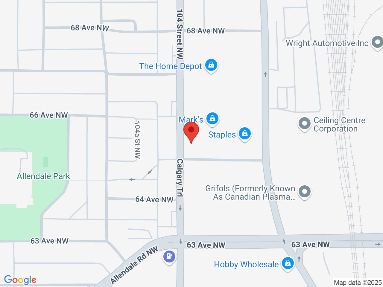 Street map for Corner Grass Cannabis, 6507 104 St NW, Edmonton AB