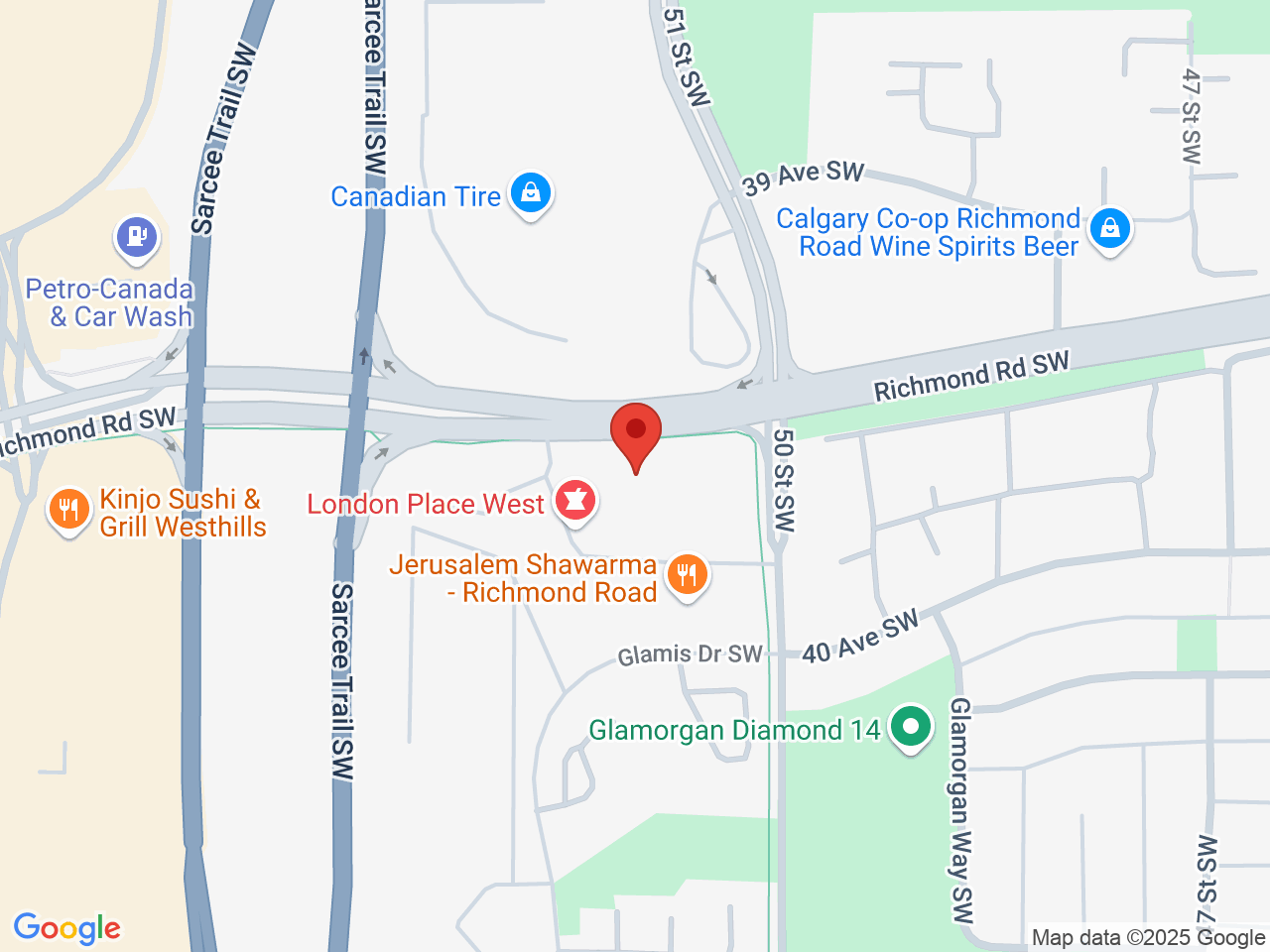 Street map for Cost Cannabis, 5253 Richmond Rd SW, Calgary AB