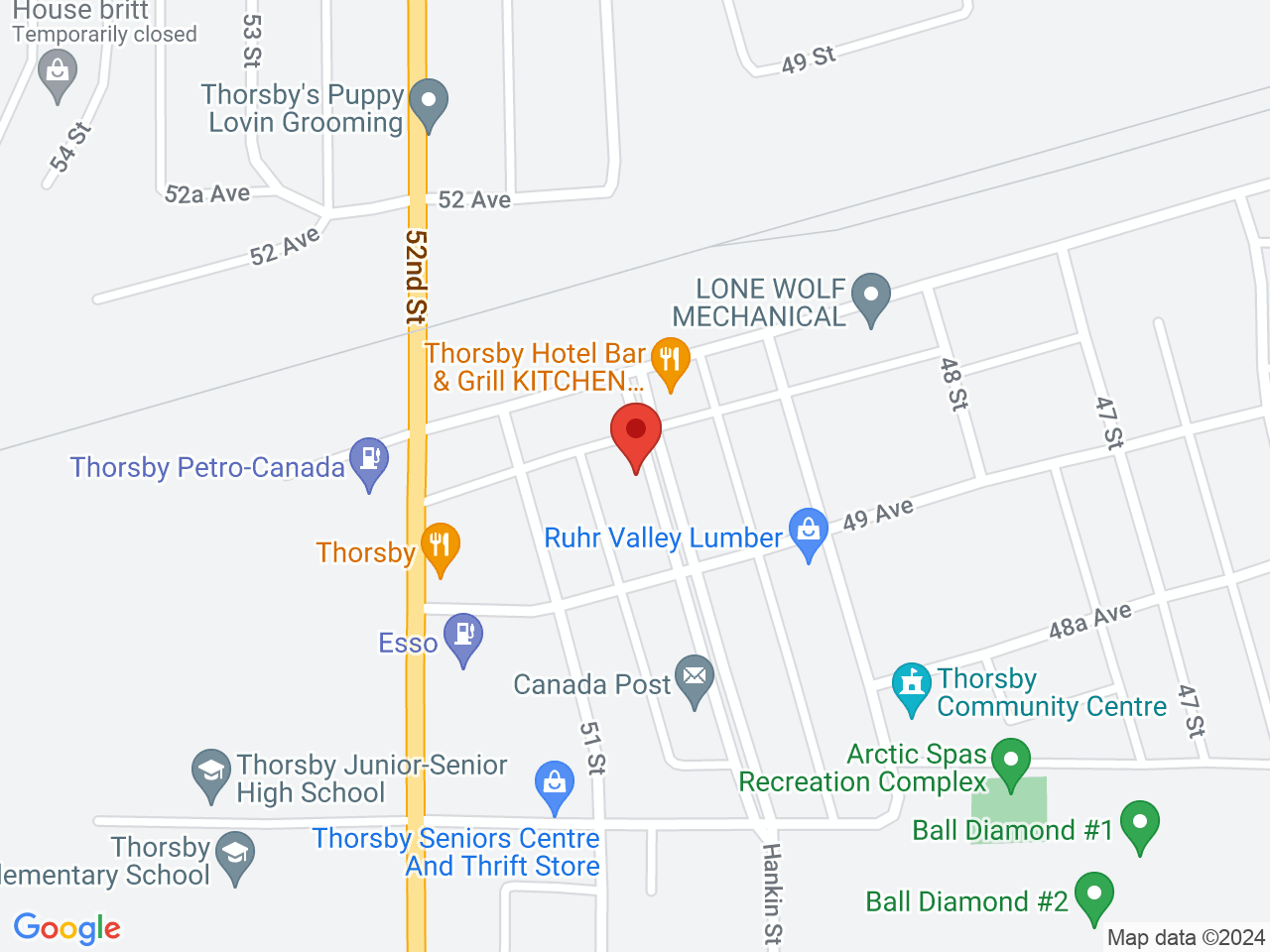 Street map for Country Cannabis Store, 4914 Hankin St, Thorsby AB