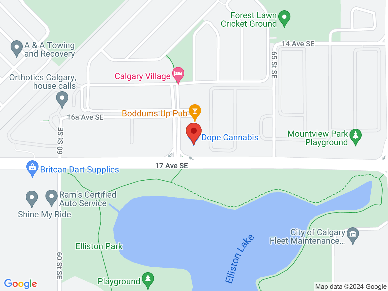 Street map for Dope Cannabis, 1704 61 St SE, Calgary AB