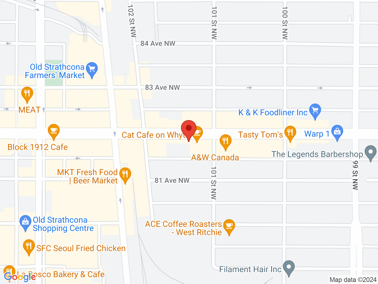 Street map for Edmonton Cannabis & Edibles, 10123 82 Ave NW, Edmonton AB