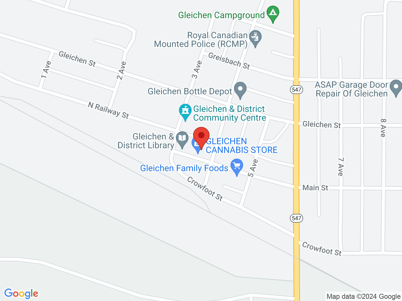 Street map for Gleichen Cannabis Store, 414 Main St, Gleichen AB