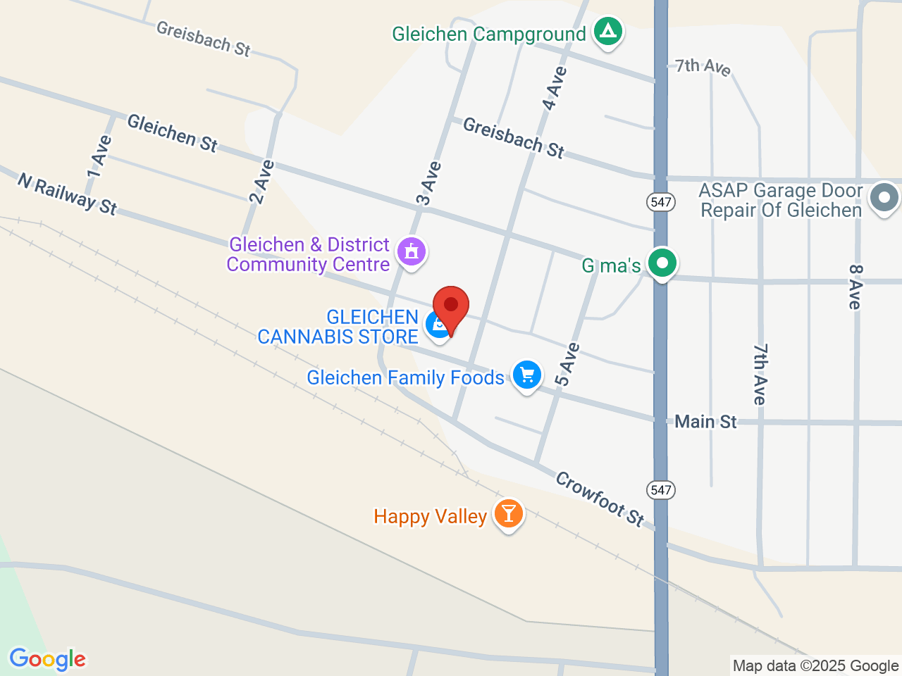 Street map for Gleichen Cannabis Store, 414 Main St, Gleichen AB