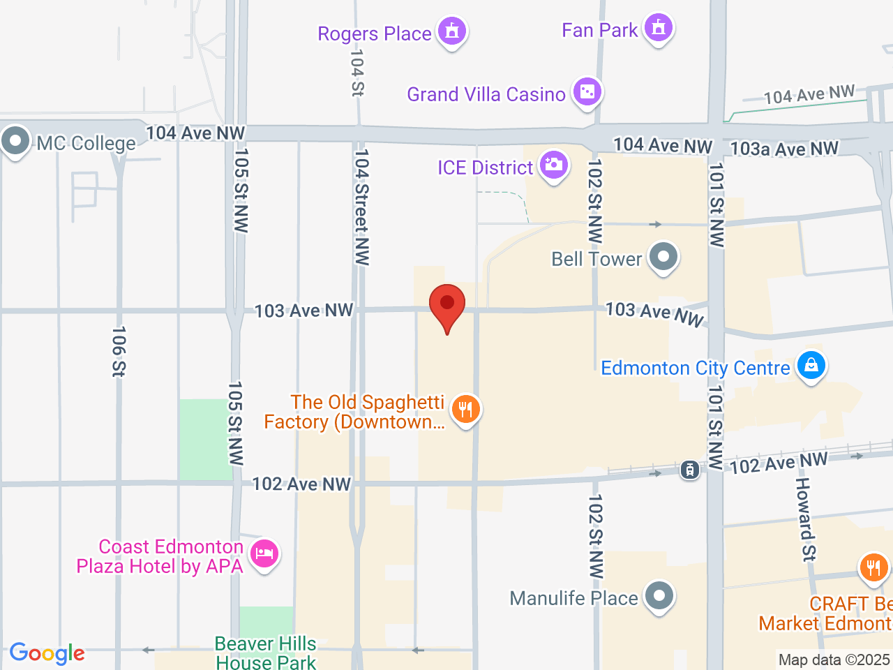 Street map for Hey Bud Cannabis, 10311 103 Ave, Edmonton AB