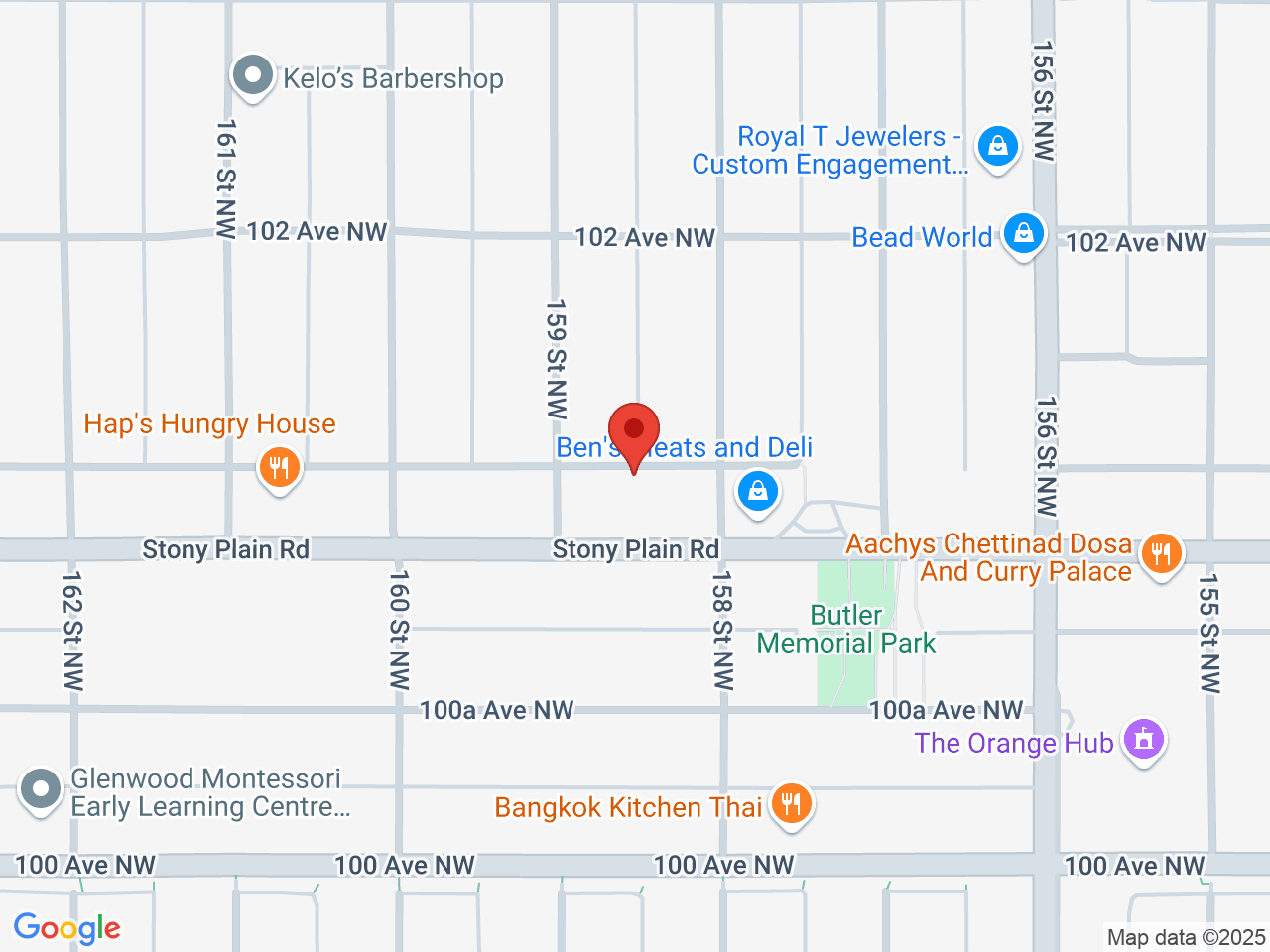 Street map for Hey Bud Cannabis, 15820 Stony Plain Rd, Edmonton AB