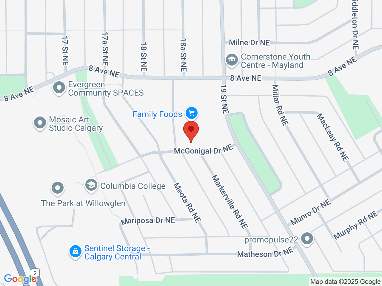 Street map for Loft Cannabis Market, 817 19 St NE #117, Calgary AB