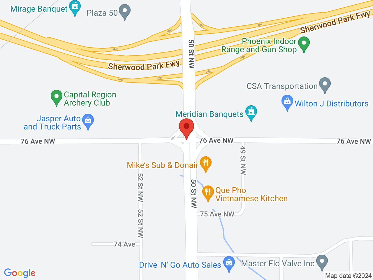 Street map for Nspire Cannabis Inc, 5010 76 Ave NW, Edmonton AB