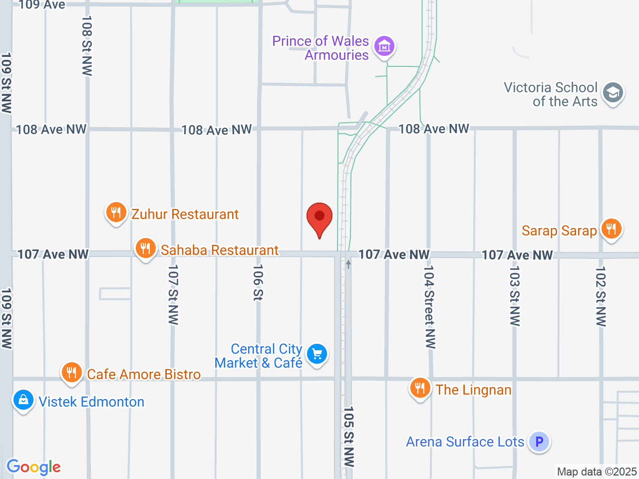 Street map for NUMO Cannabis, 10502 107 Ave NW, Edmonton AB