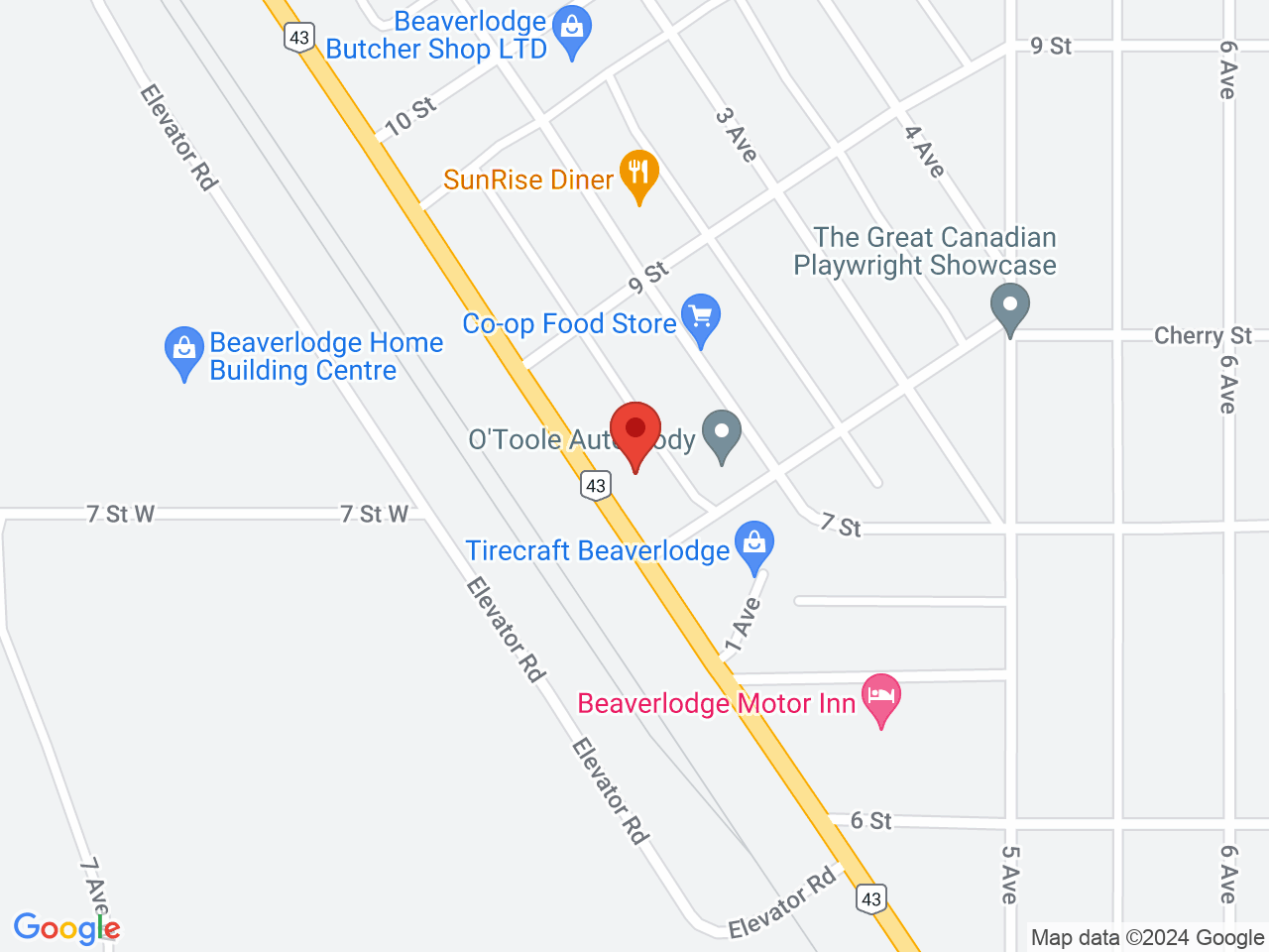 Street map for Plain Jane Cannabis, 806 1 Ave, Beaverlodge AB