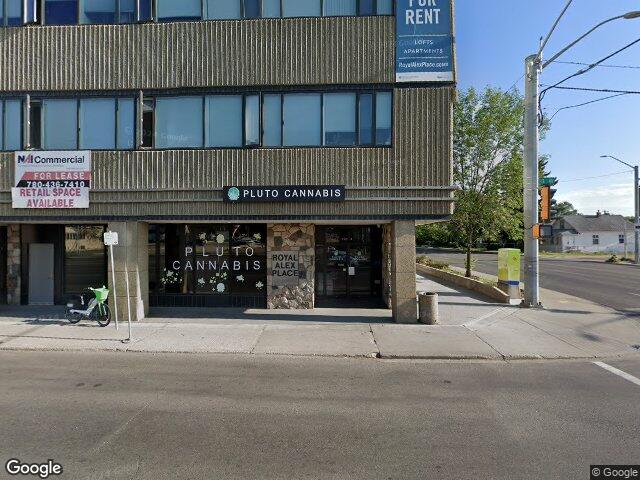 Street view for Pluto Cannabis, 10104 111 Ave NW, Edmonton AB