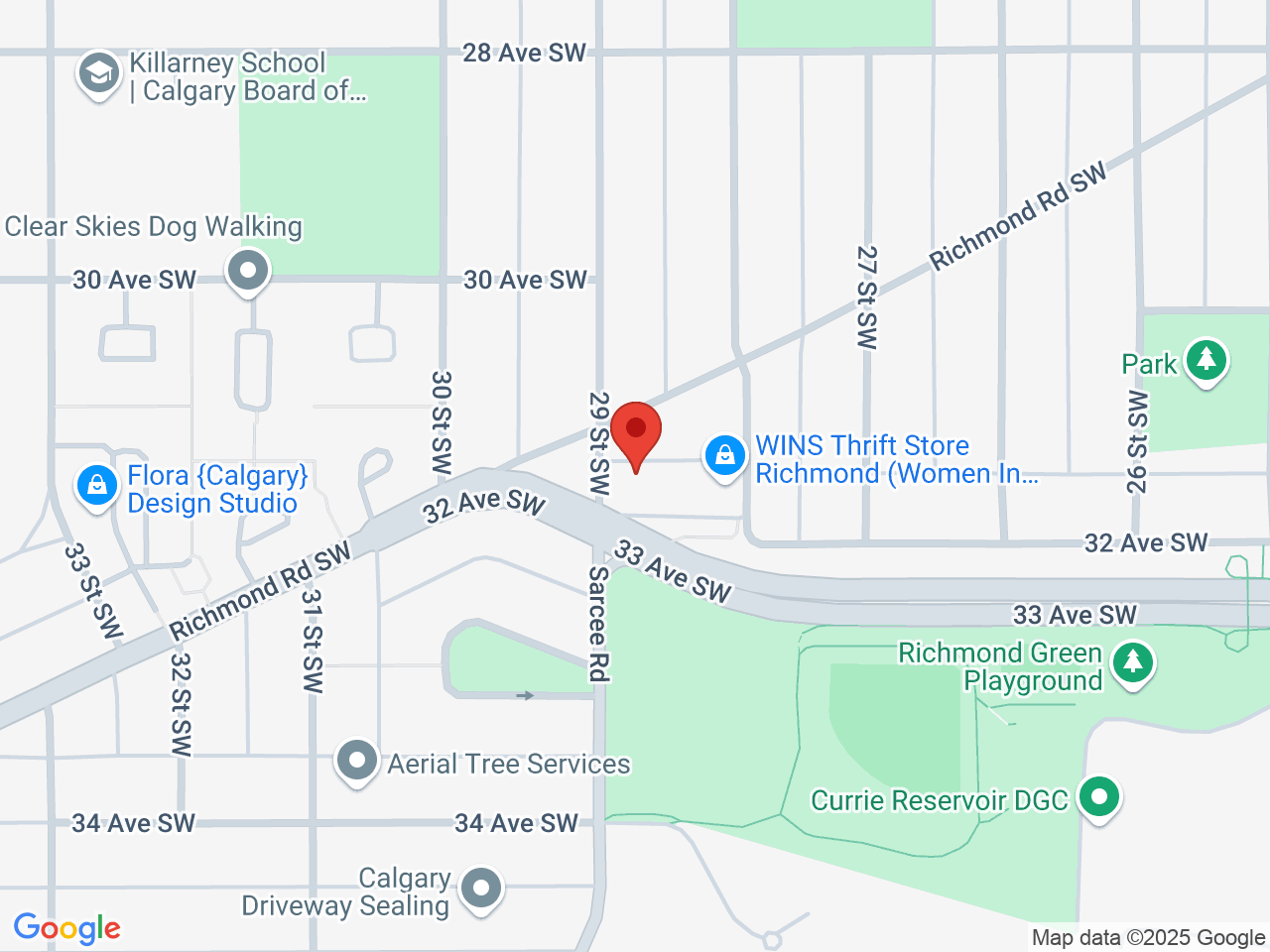 Street map for RARE Cannabis Co, 2929 Richmond Rd SW		, Calgary AB