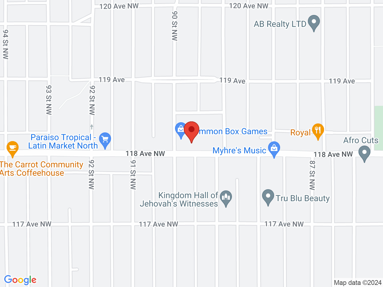 Street map for Select Cannabis, 8924 118 Ave NW, Edmonton AB
