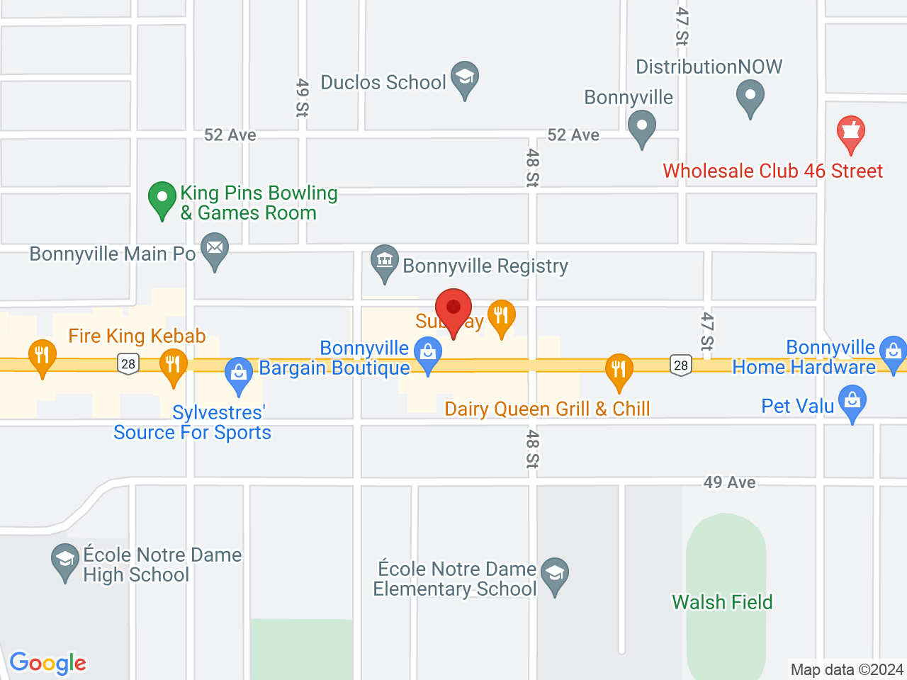 Street map for Sunrise Cannabis Retail, 4809 50 Ave, Bonnyville AB