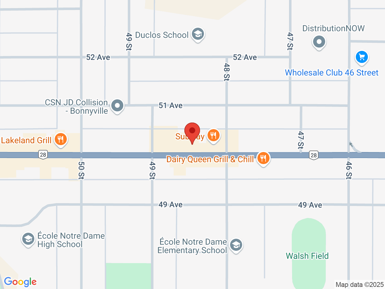 Street map for Sunrise Cannabis Retail, 4809 50 Ave, Bonnyville AB