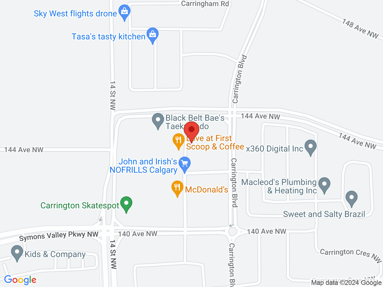 Street map for Tower Cannabis, 159 Carrington Plaza NW, Calgary AB