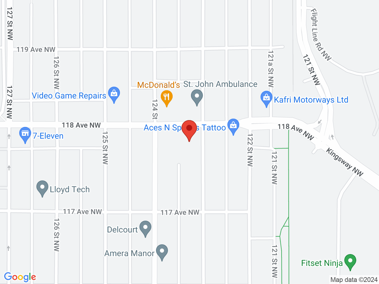 Street map for T's Cannabis, 12303 118 Ave NW, Edmonton AB