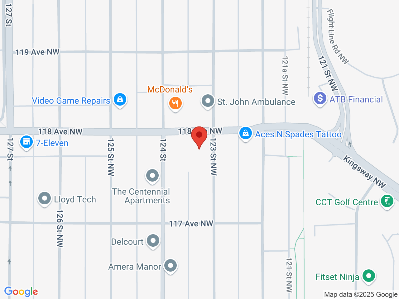 Street map for T's Cannabis, 12303 118 Ave NW, Edmonton AB