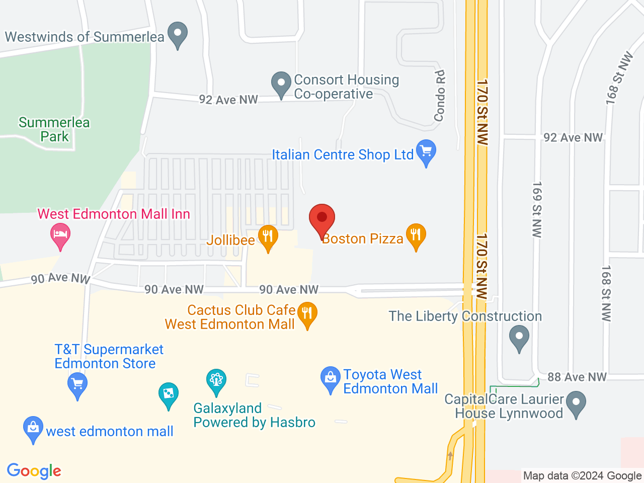 Street map for Uncle Sam's Cannabis, 17042 90 Ave, Edmonton AB