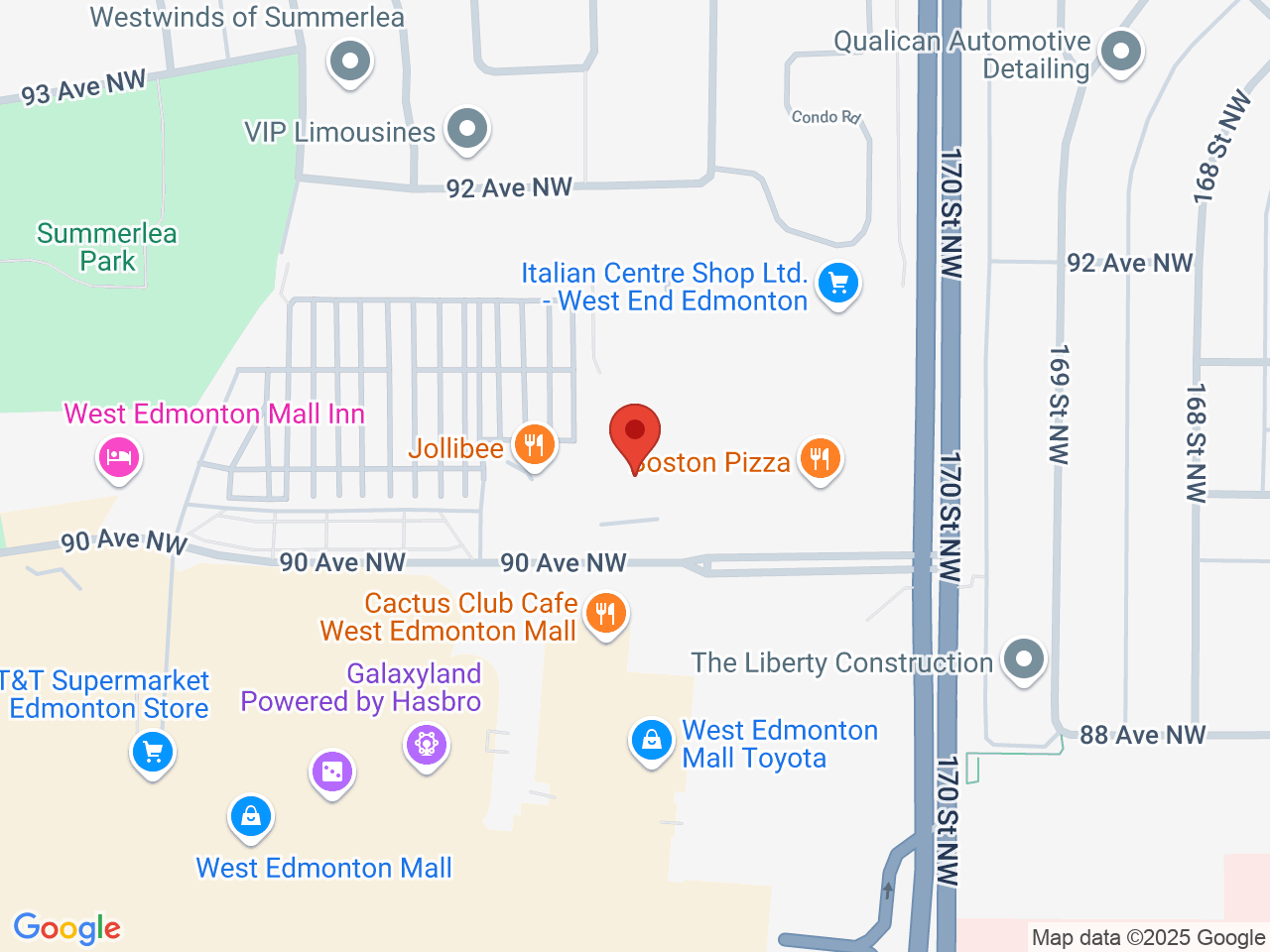 Street map for Uncle Sam's Cannabis, 17042 90 Ave, Edmonton AB