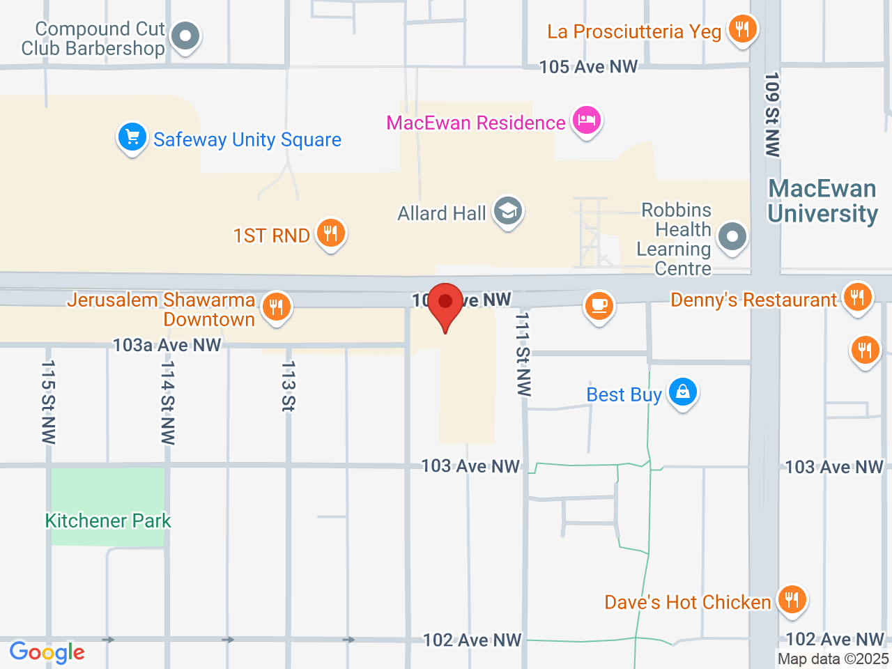 Street map for Value Buds, 10387 112 St NW, Edmonton AB