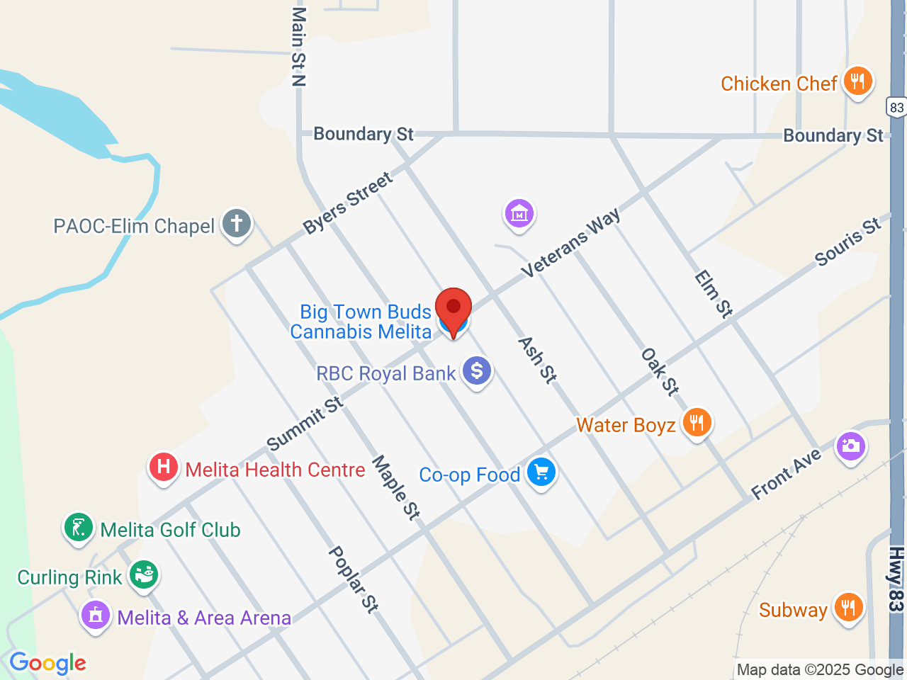 Street map for Big Town Buds Cannabis, 69 Main St, Melita MB