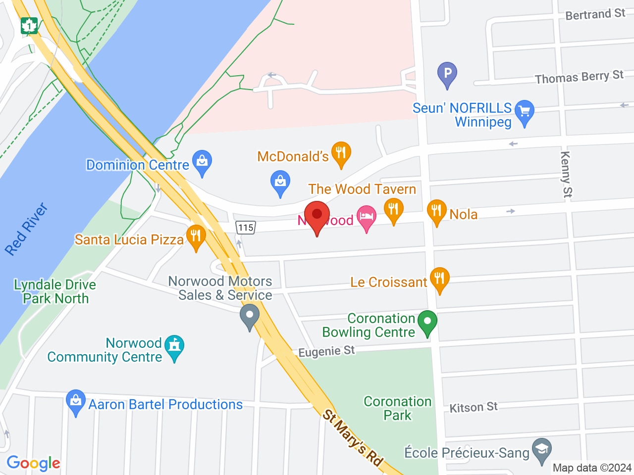 Street map for Delta 9 Cannabis Store, 78 Marion St, Winnipeg MB