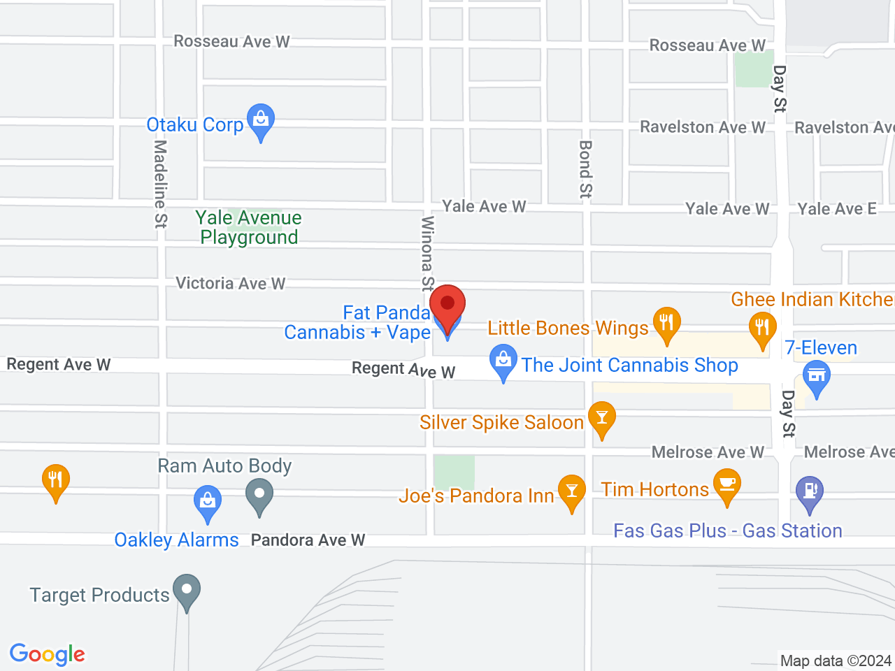 Street map for Fat Panda Vape Shop, 2-233 Regent Ave W, Winnipeg MB