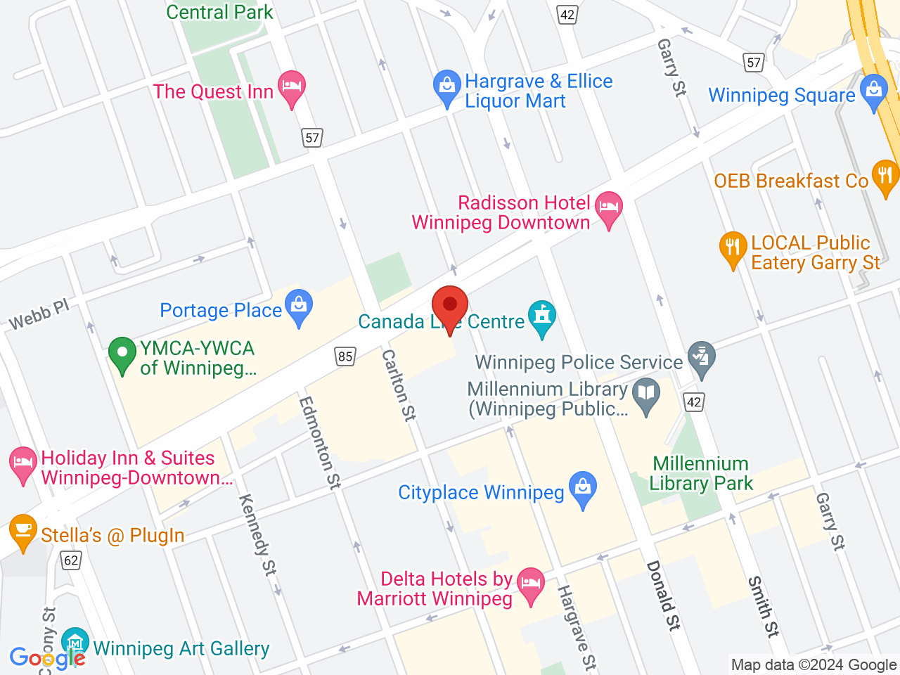 Street map for Fire & Flower Cannabis Co., 330 Portage Ave, Winnipeg MB