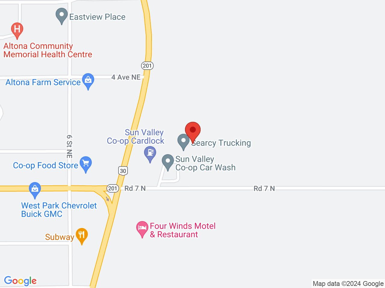 Street map for Four Winds Motel, 6163 MB-30, Altona MB