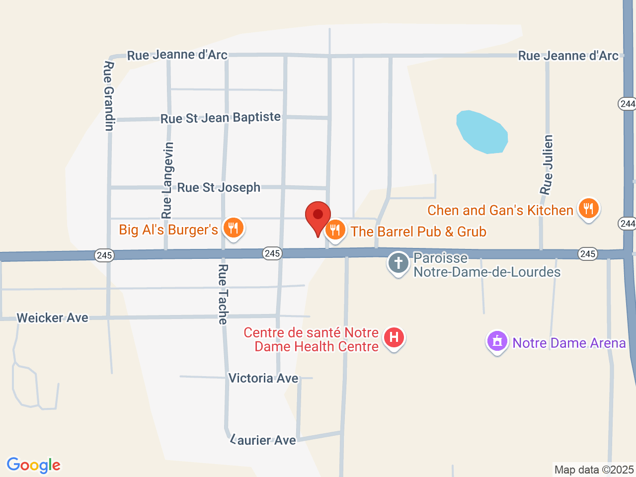 Street map for Green Hills Cannabis, 126 Notre Dame Ave, Notre Dame de Lourdes MB