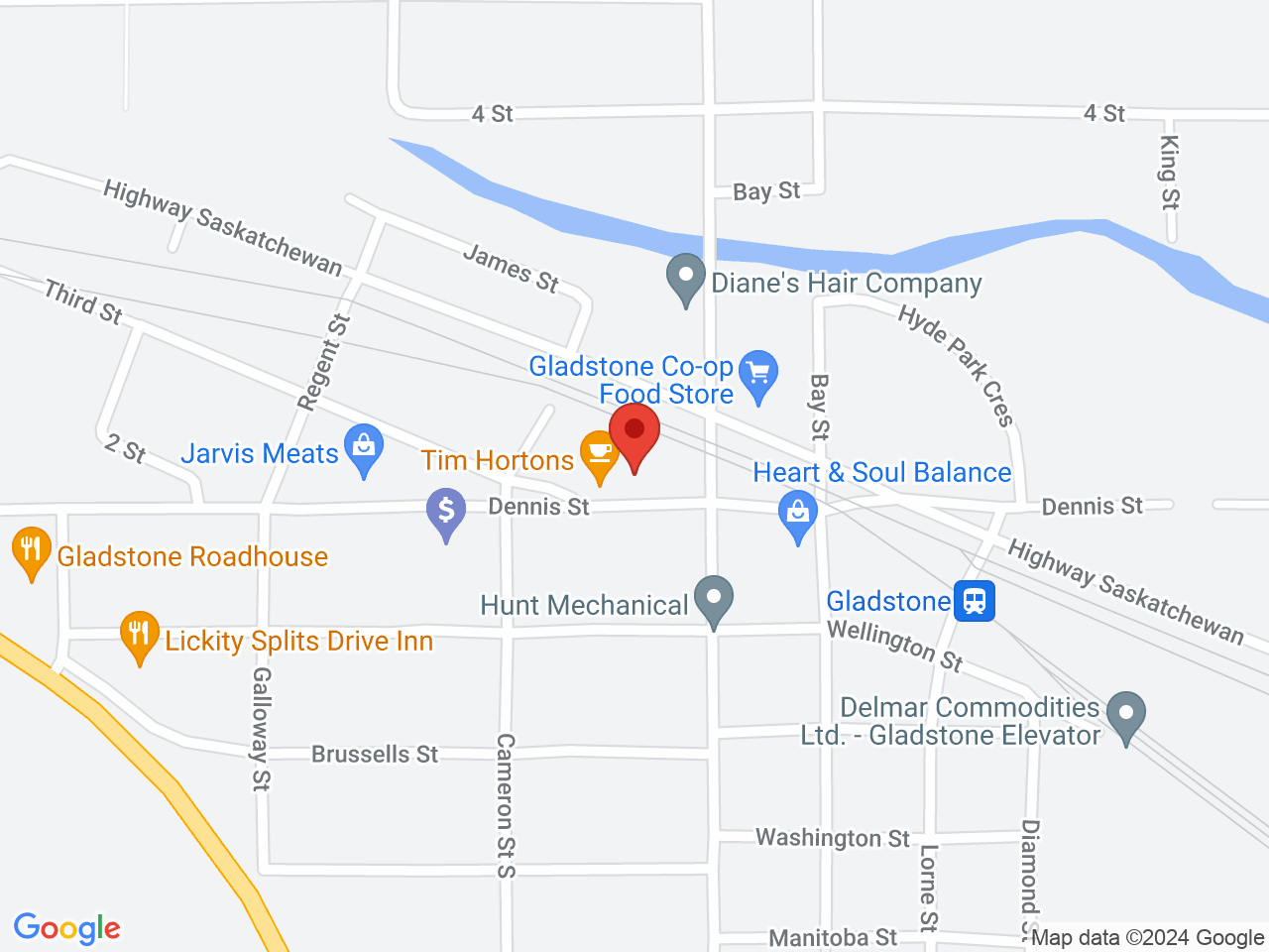 Street map for Happy Rock Cannabis, 13 Dennis St, Gladstone MB