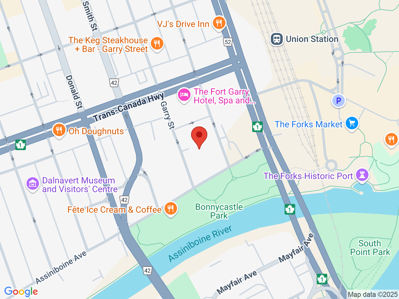 Street map for Sam's Food Fare, 81 Garry St, Winnipeg MB